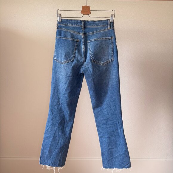 ZARA Beamy Blue Raw Hem Flare Jeans | Size 4 / 36 | High Waist | Rare Wash - Picture 6 of 14